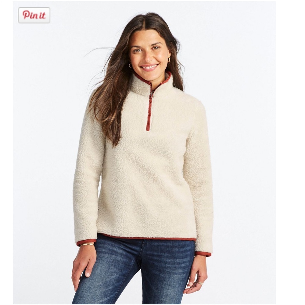 LL Bean Sherpa fleece quarter zip pullover